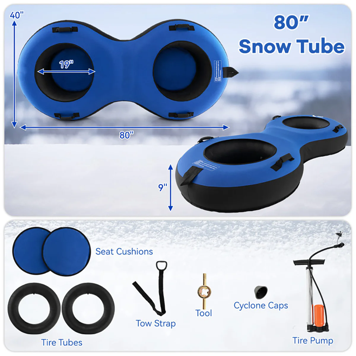 80'' 2-Person Heavy-Duty Inflatable Snow Sled - Image 18