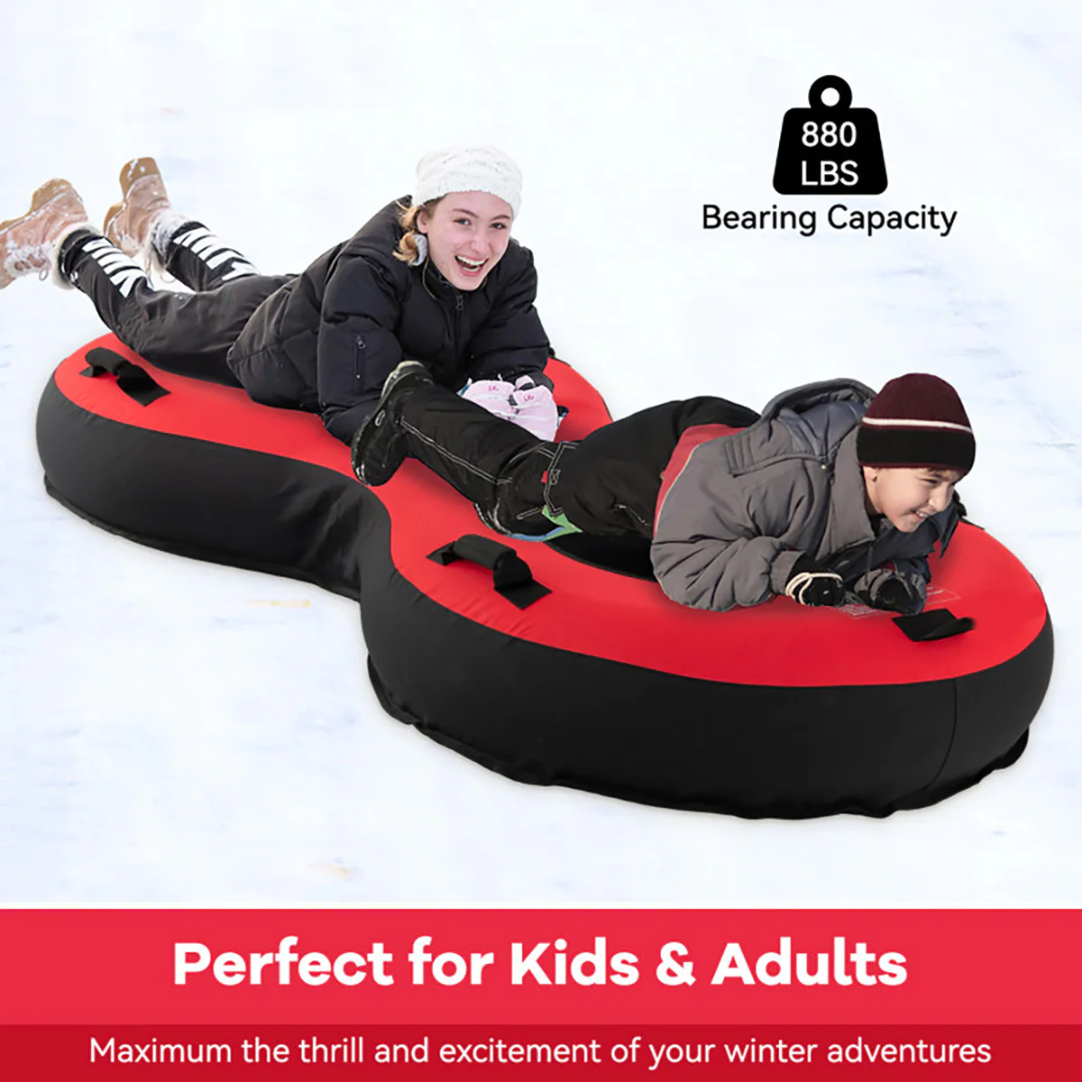80'' 2-Person Heavy-Duty Inflatable Snow Sled - Image 5