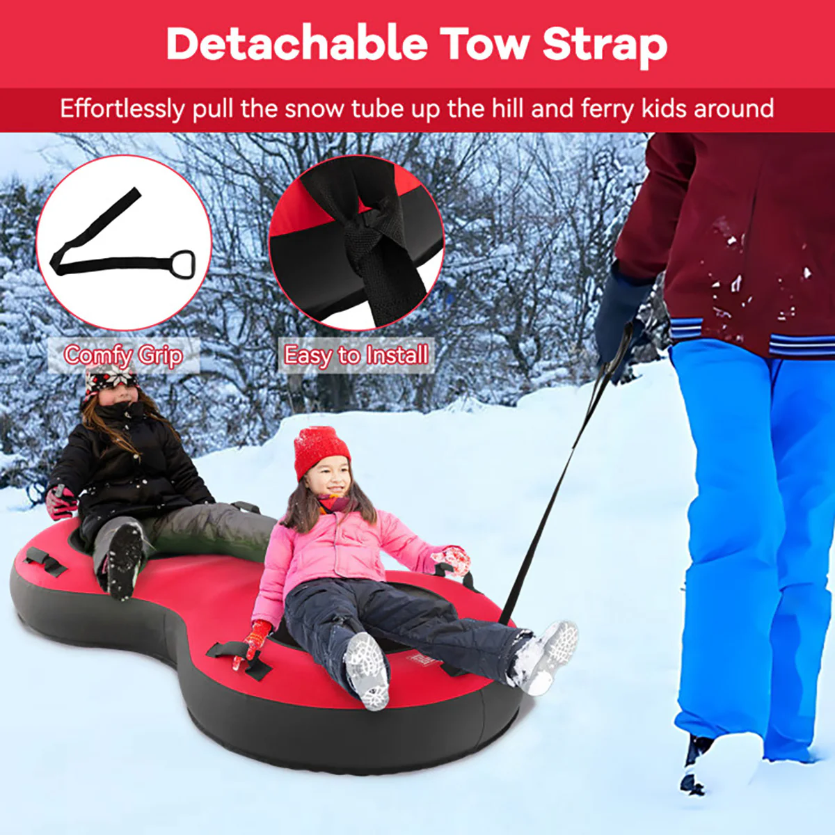 80'' 2-Person Heavy-Duty Inflatable Snow Sled - Image 7