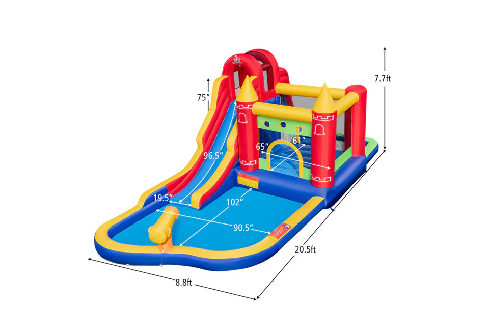 9-in-1 Inflatable Bounce Castle with Water Slide and Splash Pool - Image 10