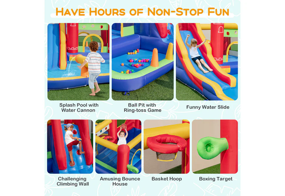 9-in-1 Inflatable Bounce Castle with Water Slide and Splash Pool - Image 3