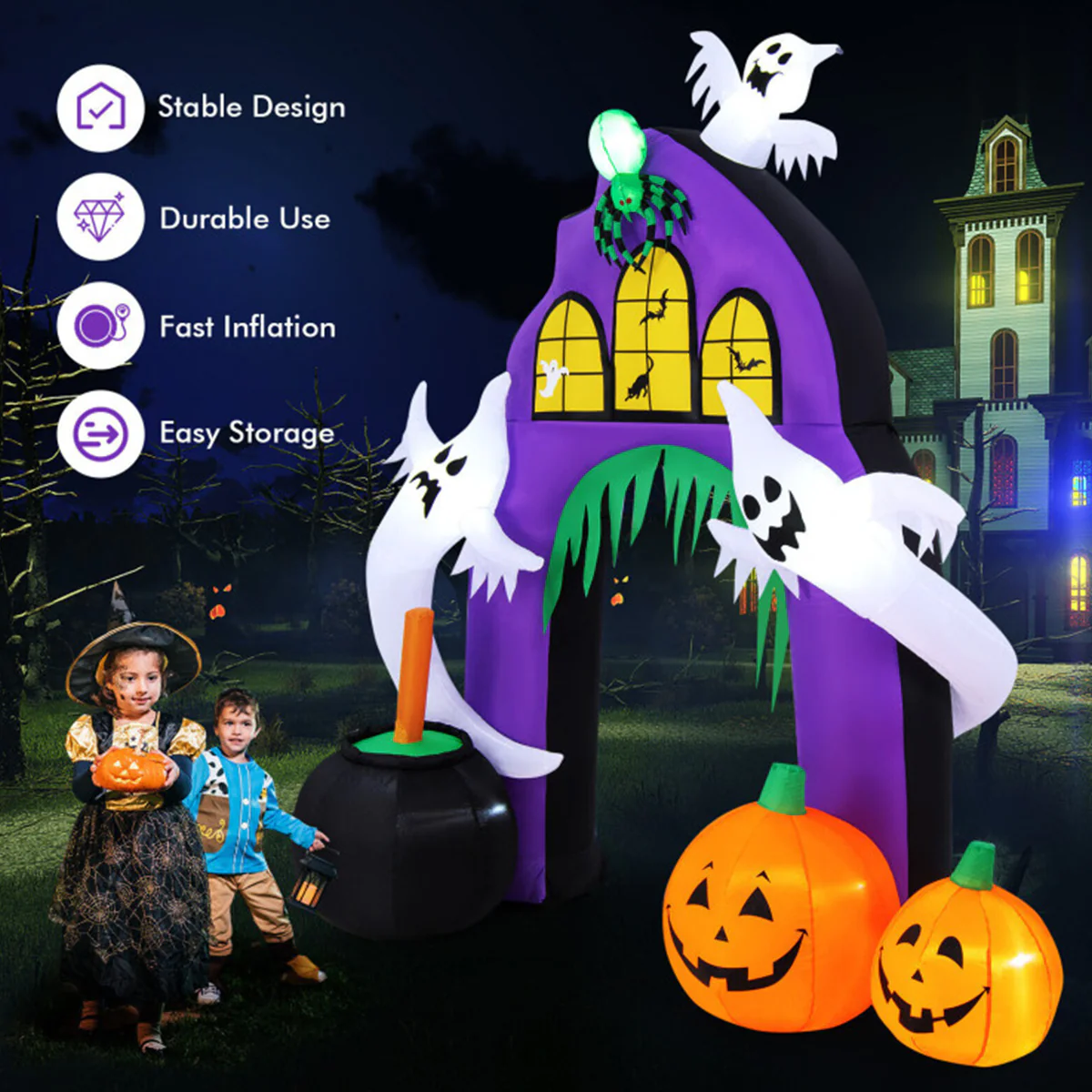 9' Inflatable Halloween Castle Archway - Image 4