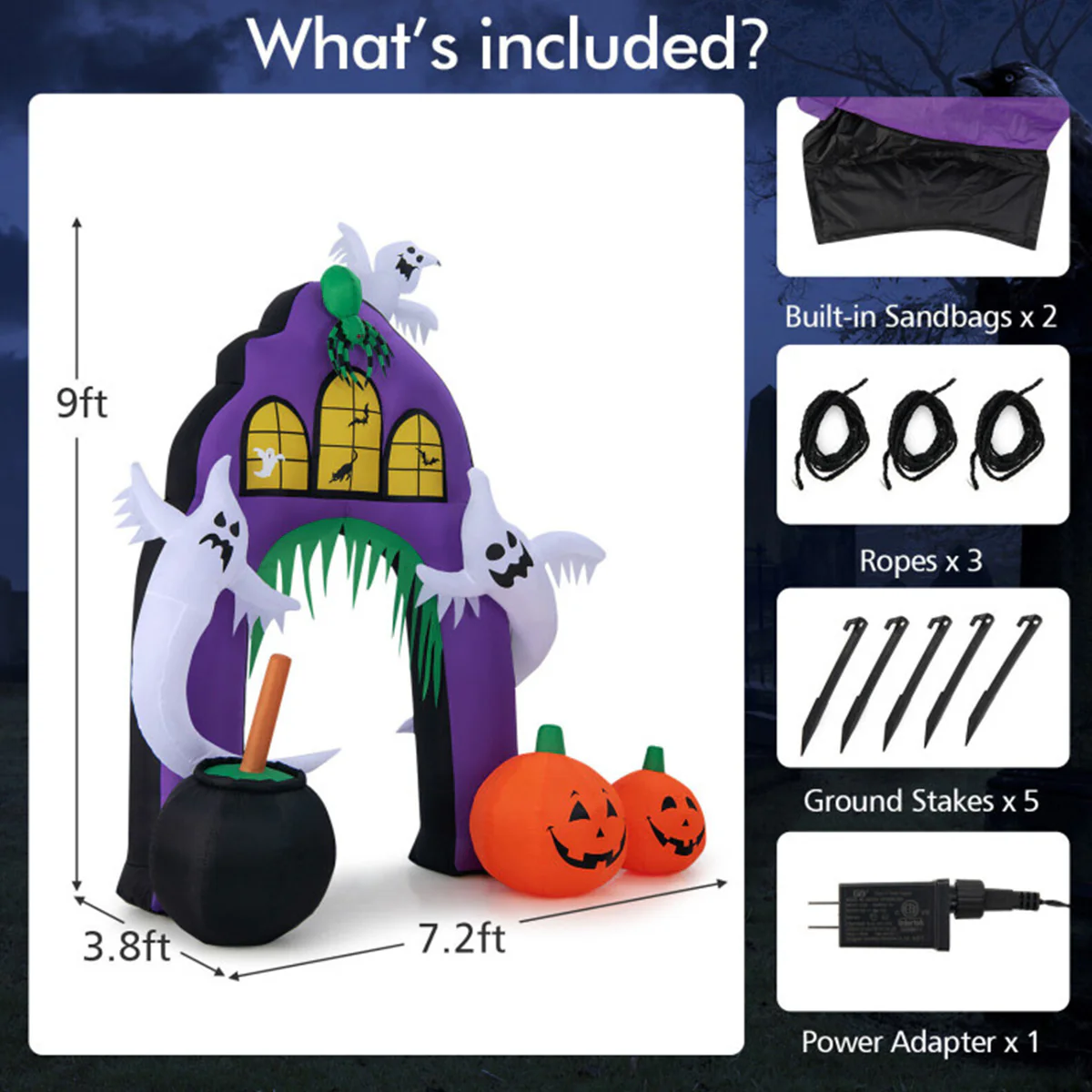 9' Inflatable Halloween Castle Archway - Image 7