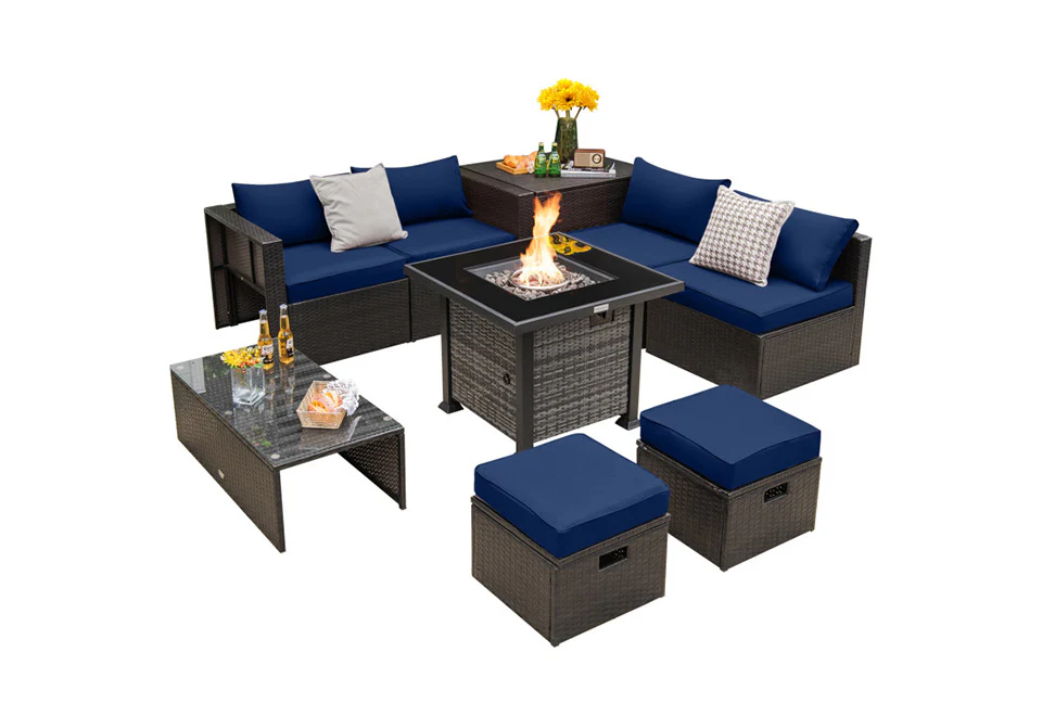 9-Piece Outdoor Furniture Set with Fire Table - Image 16