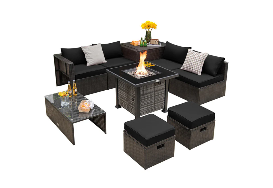 9-Piece Outdoor Furniture Set with Fire Table - Image 17