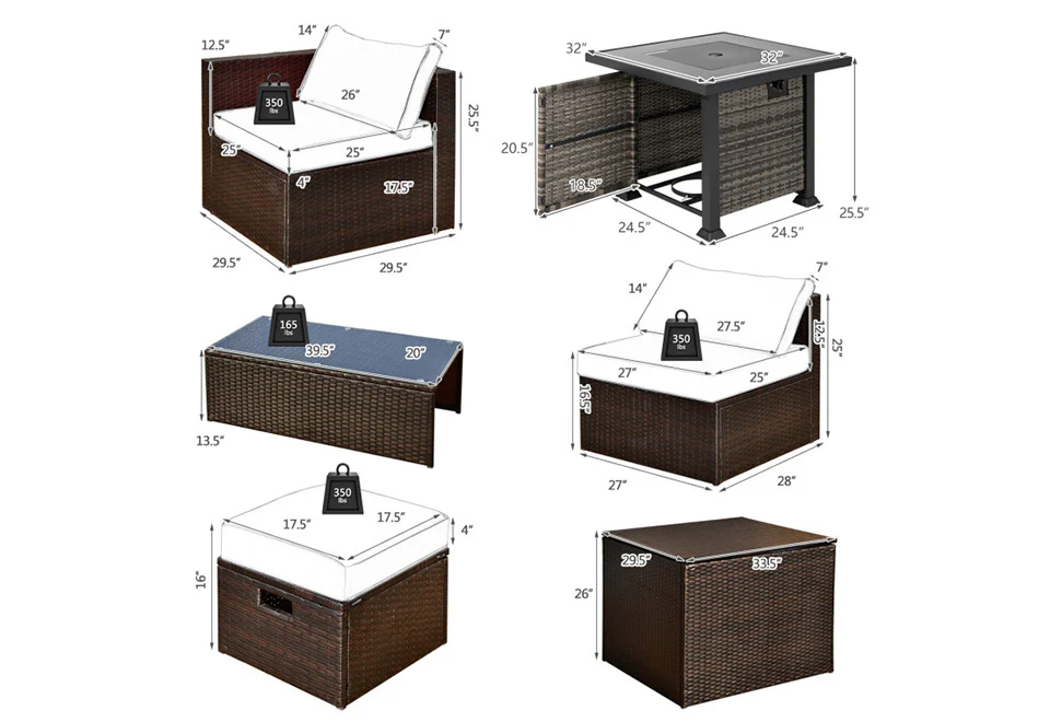 9-Piece Outdoor Furniture Set with Fire Table - Image 18