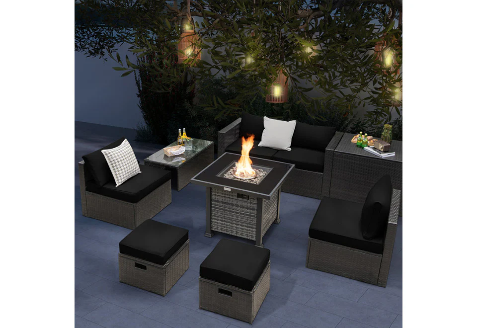 9-Piece Outdoor Furniture Set with Fire Table - Image 6