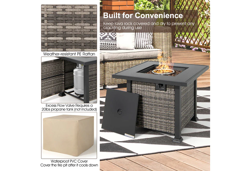 9-Piece Outdoor Furniture Set with Fire Table - Image 7
