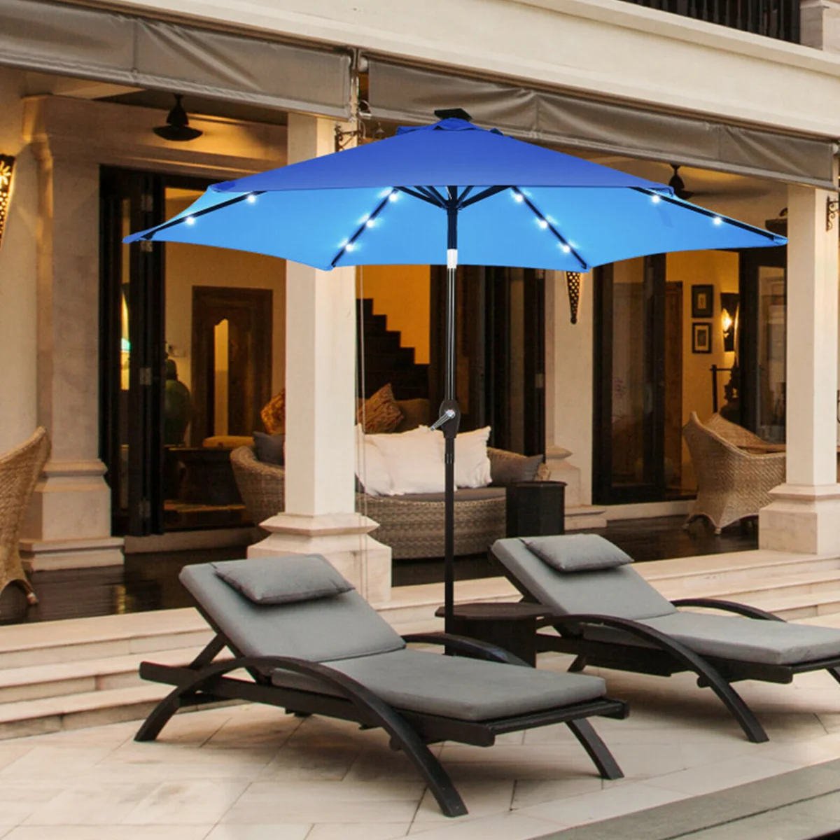 9' Solar LED Lighted Patio Table Umbrella - Image 16