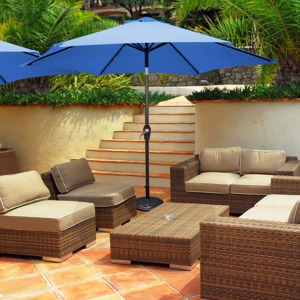 9' Solar LED Lighted Patio Table Umbrella - Image 18