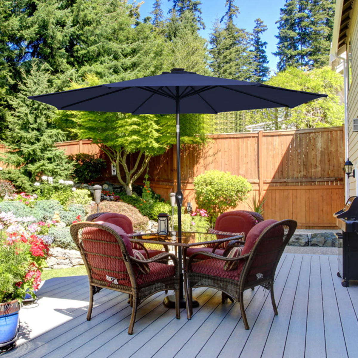9' Solar LED Lighted Patio Table Umbrella - Image 28