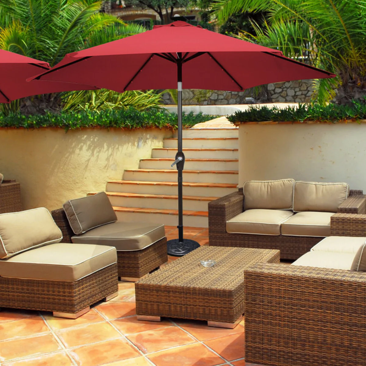 9' Solar LED Lighted Patio Table Umbrella - Image 35