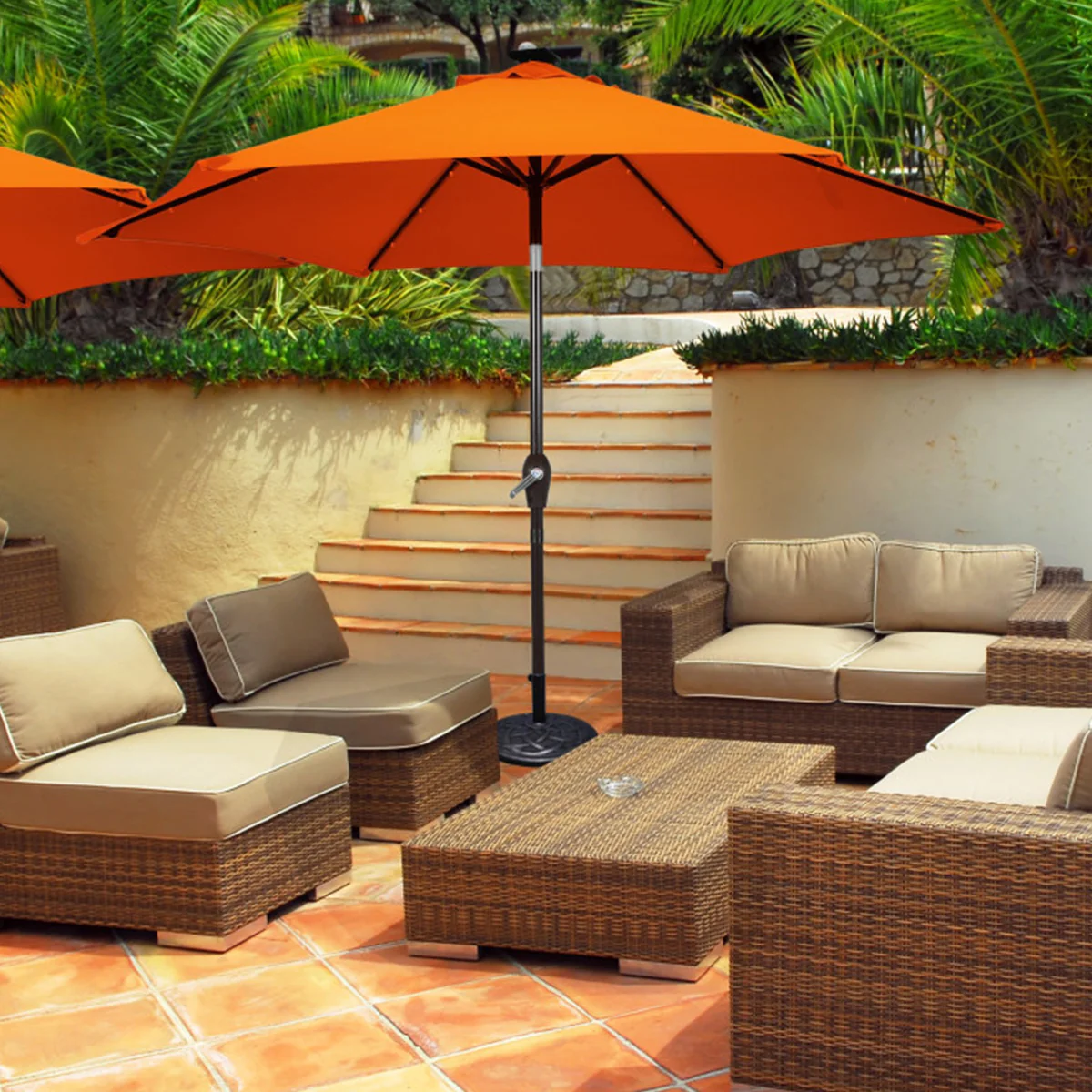 9' Solar LED Lighted Patio Table Umbrella - Image 47