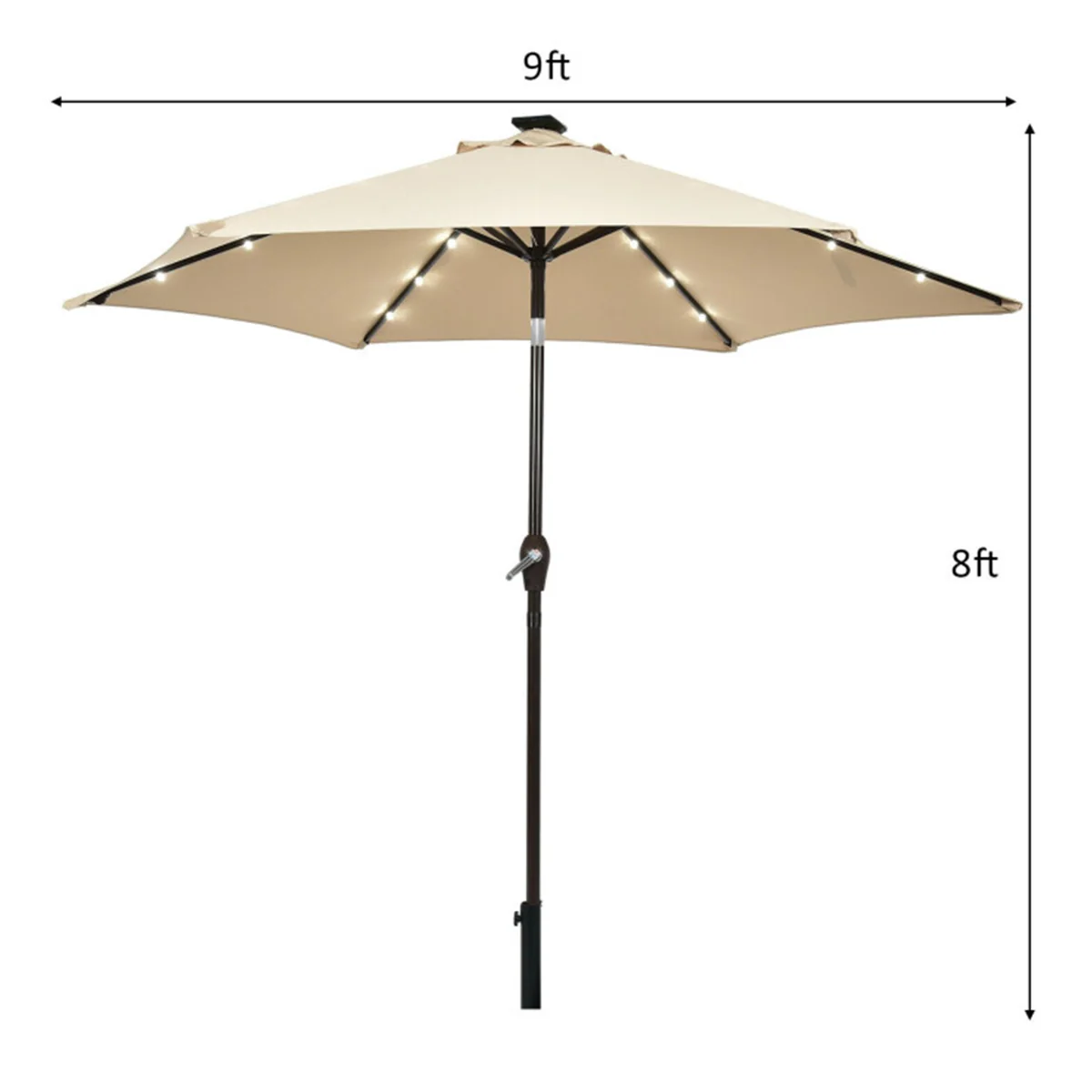 9' Solar LED Lighted Patio Table Umbrella - Image 5