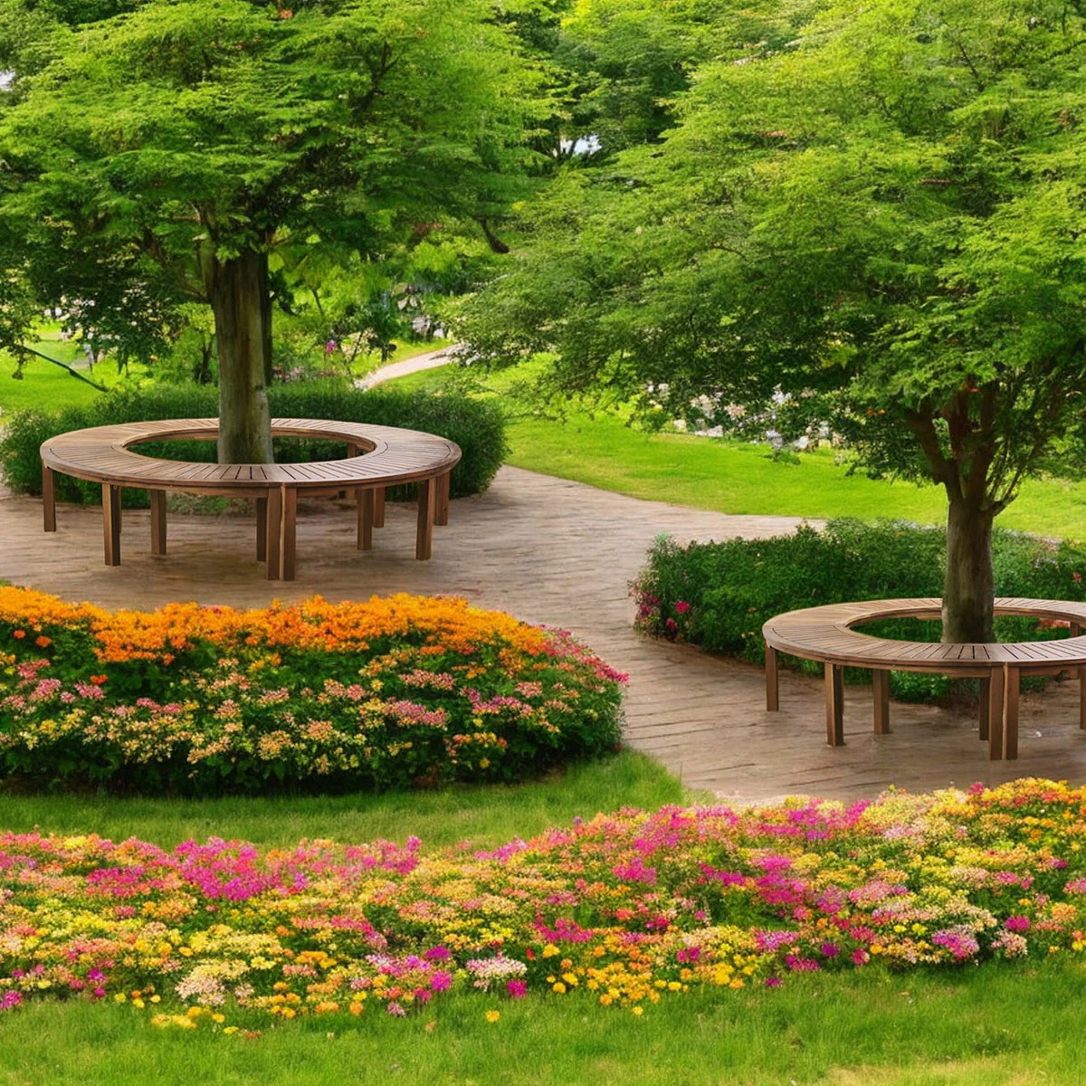 Acacia Wood Curved Bench - Image 4