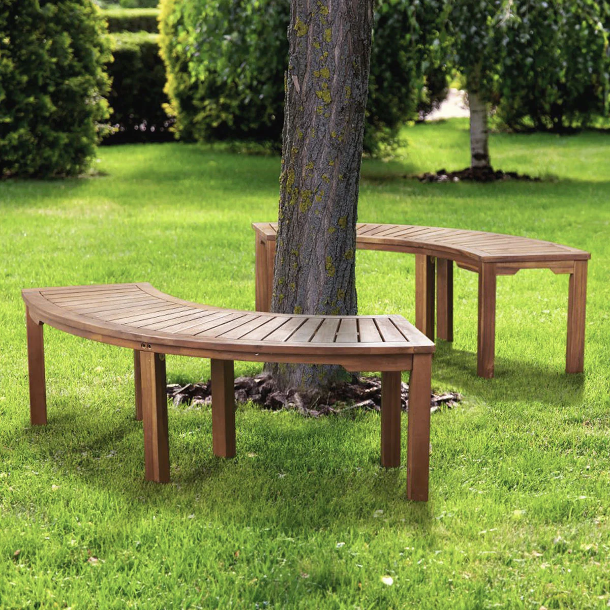 Acacia Wood Curved Bench - Image 7
