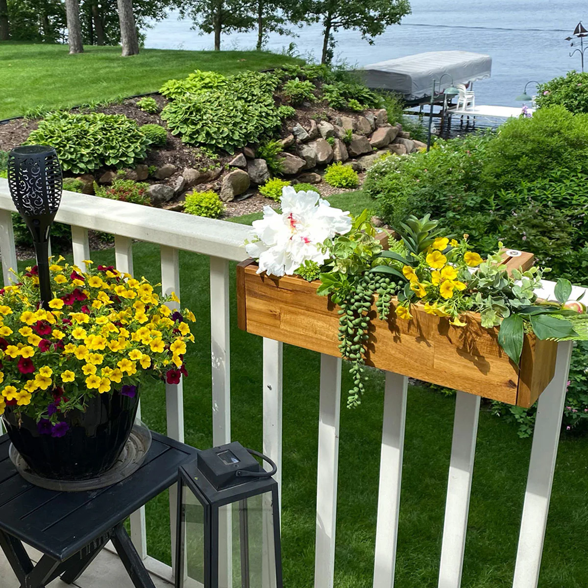 Acacia Wood Deck Rail Planter - Image 5