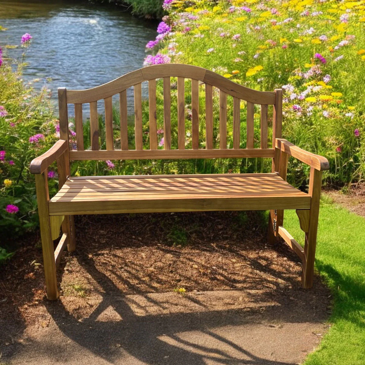 Acacia Wood Foldaway Bench - Image 15