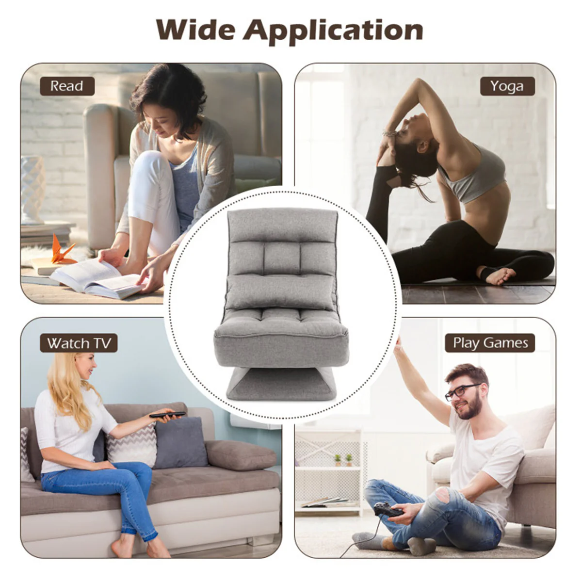 Adjustable 360° Swivel Floor Chair with Massage Pillow - Image 15