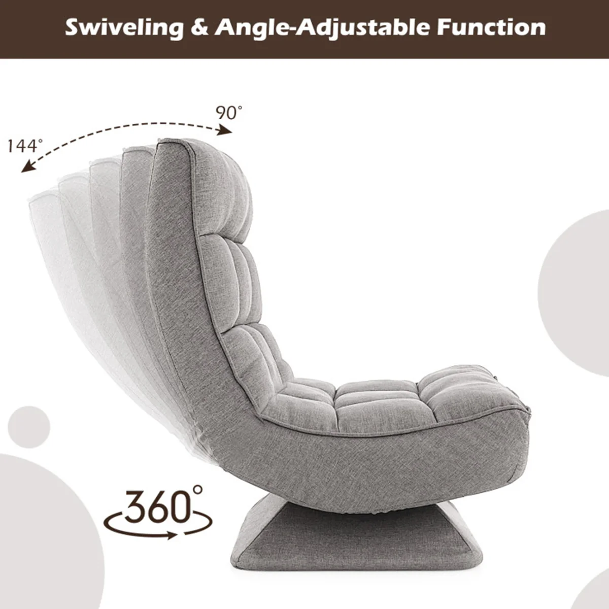Adjustable 360° Swivel Floor Chair with Massage Pillow - Image 17