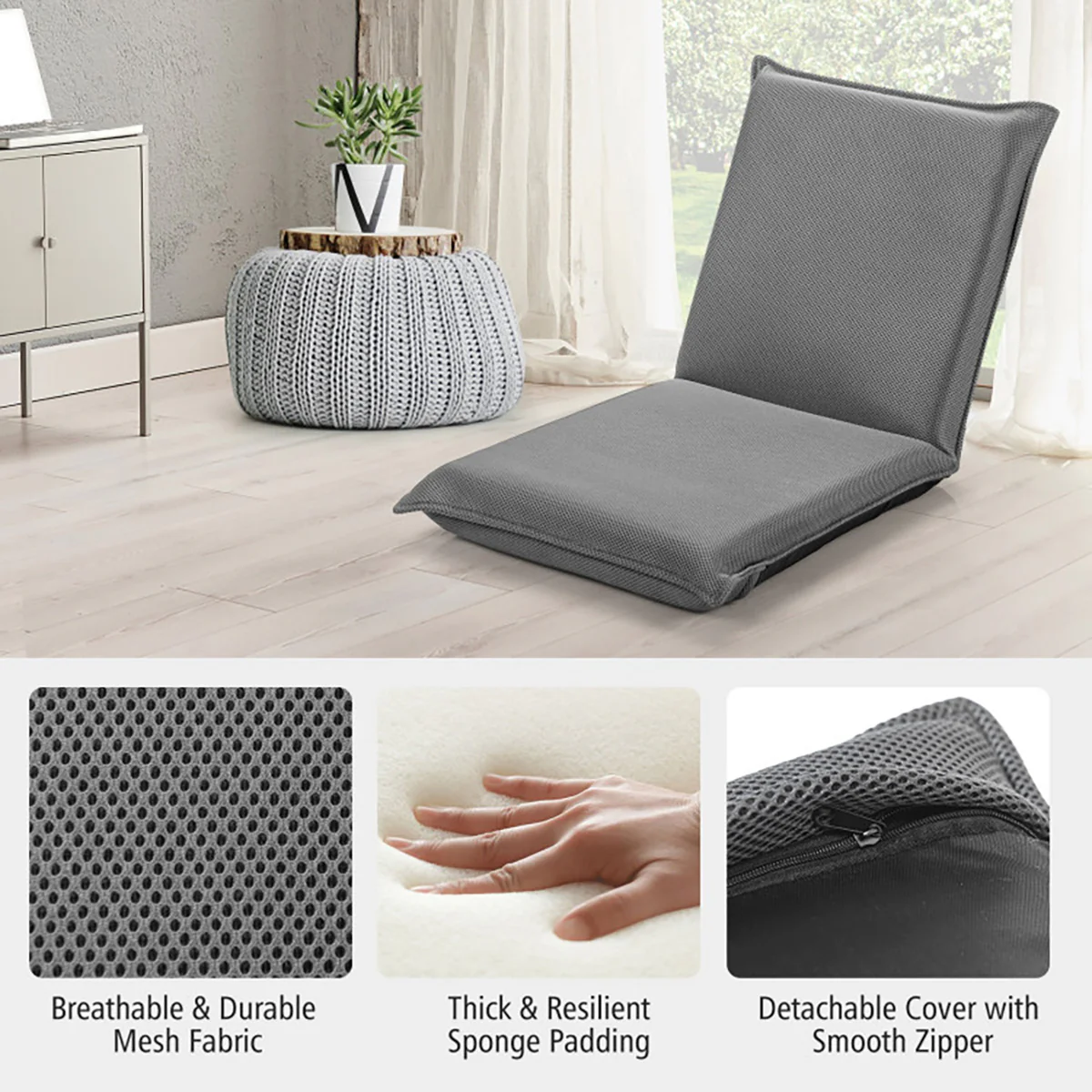 Adjustable 6-Position Folding Floor Chair - Image 20