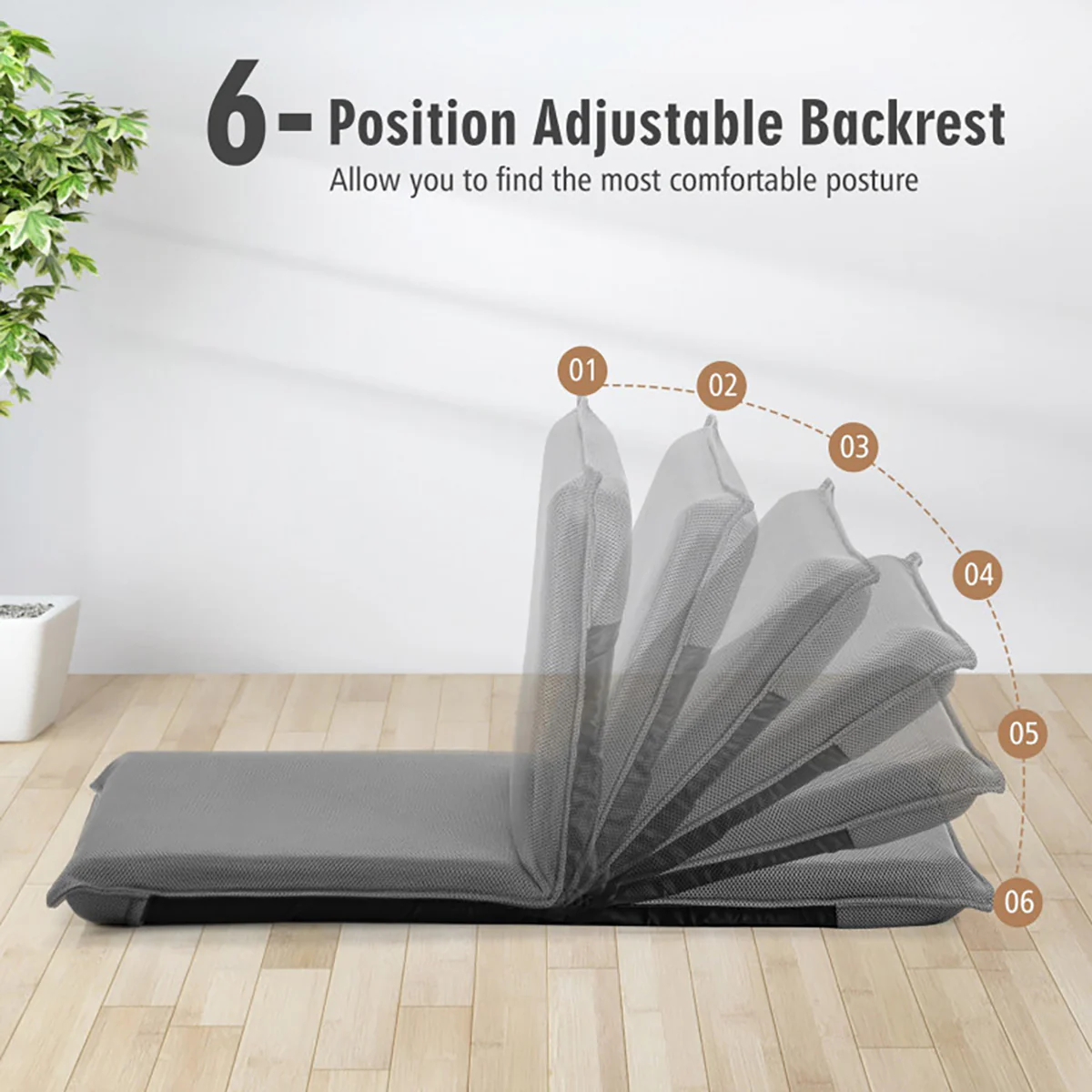 Adjustable 6-Position Folding Floor Chair - Image 23