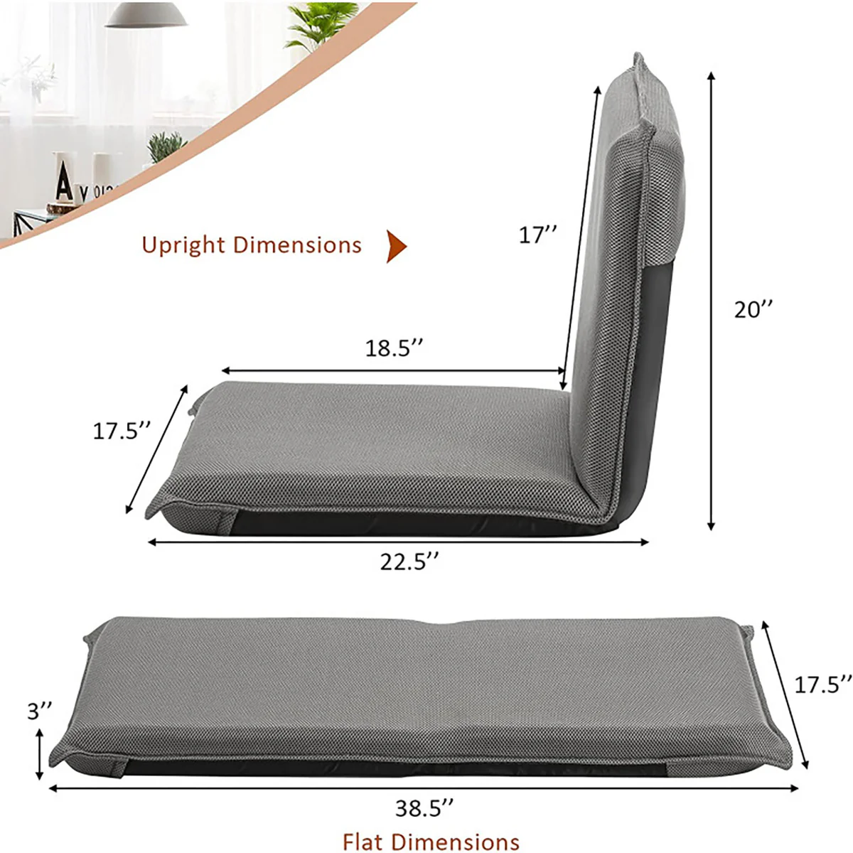 Adjustable 6-Position Folding Floor Chair - Image 25