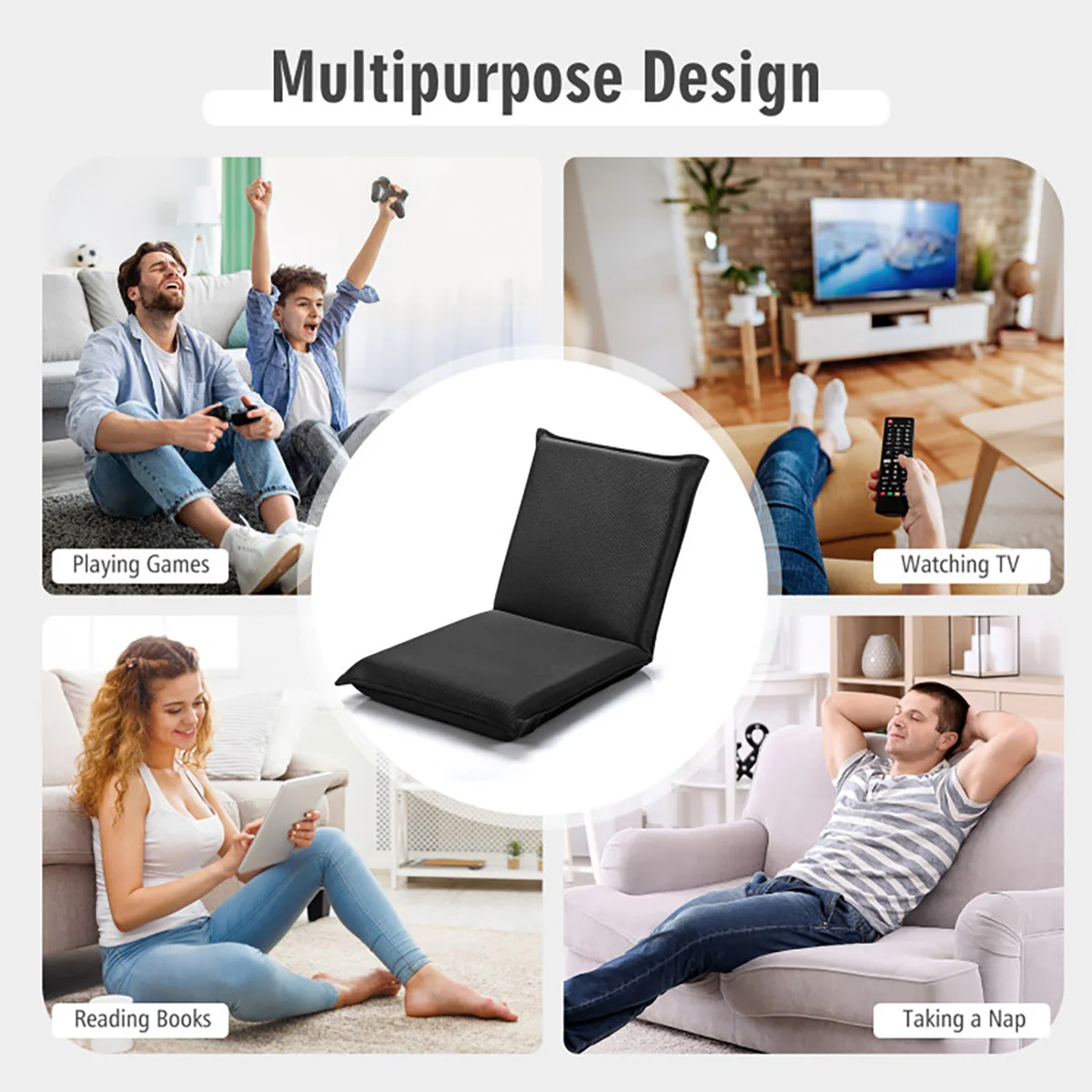 Adjustable 6-Position Folding Floor Chair - Image 3