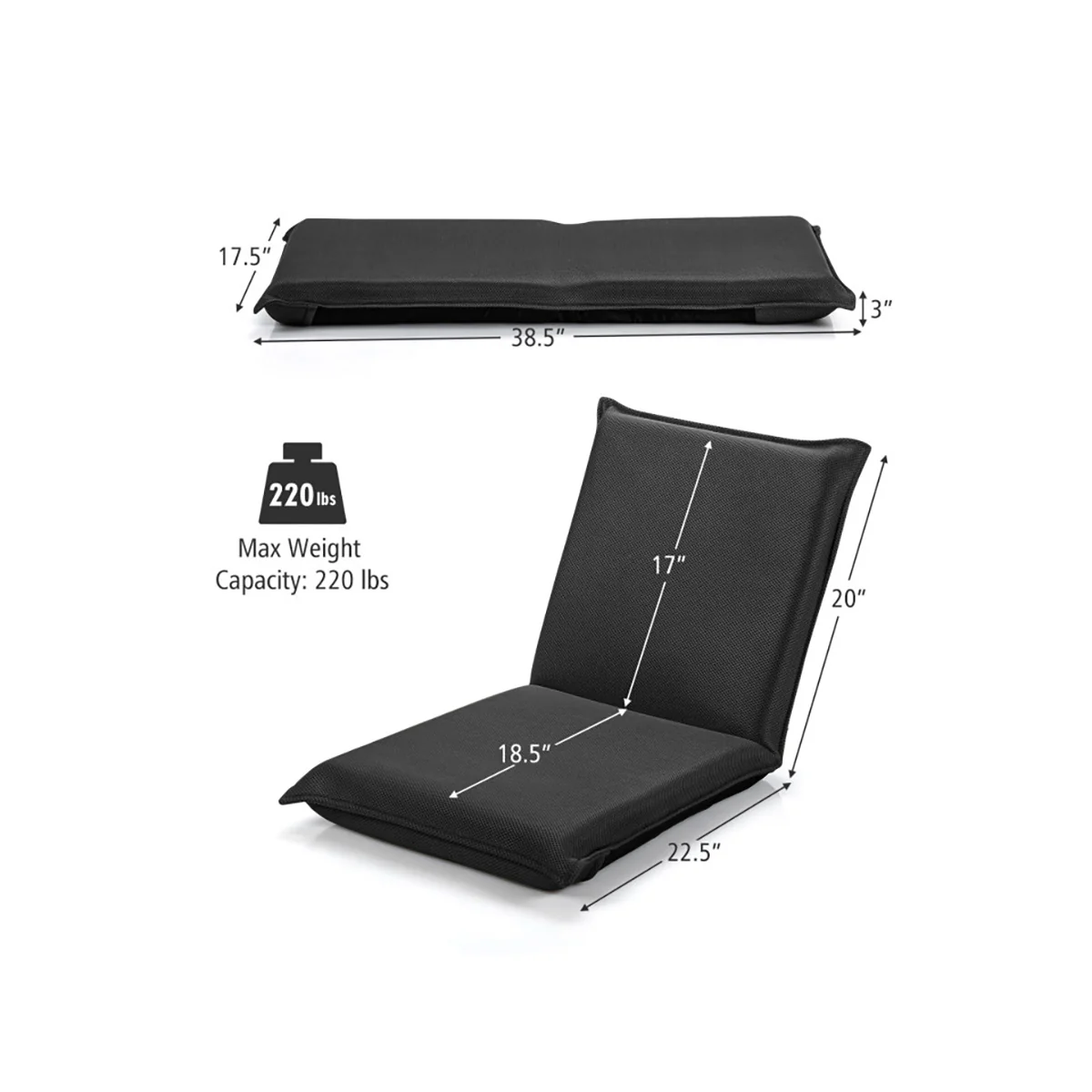 Adjustable 6-Position Folding Floor Chair - Image 9