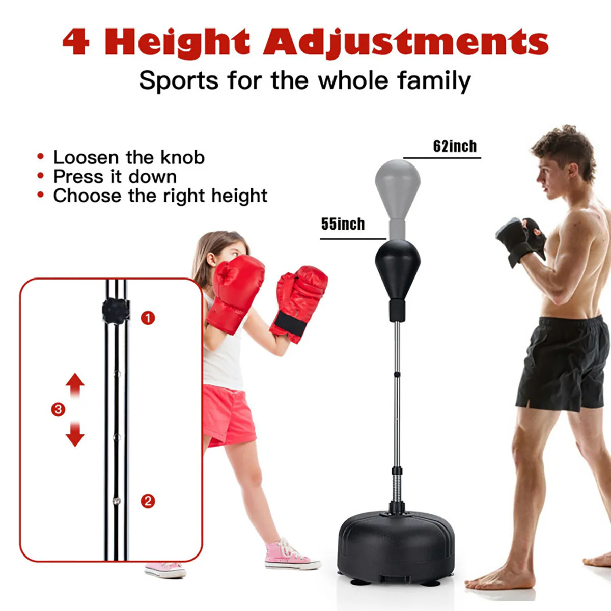 Adjustable Freestanding Punching Bag with Boxing Gloves - Image 20