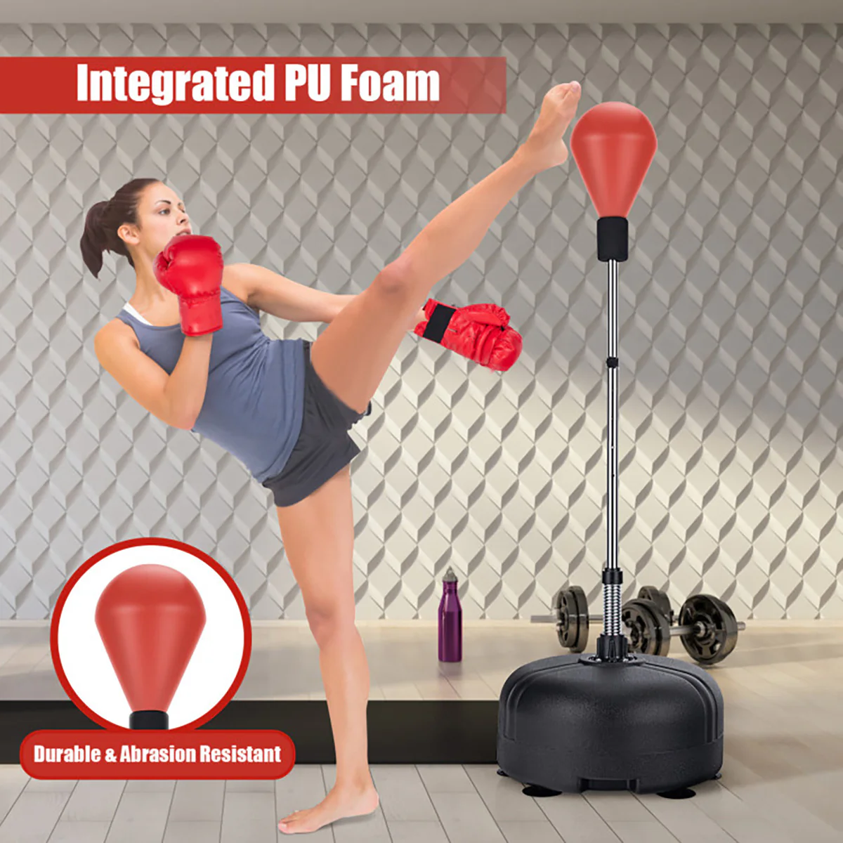 Adjustable Freestanding Punching Bag with Boxing Gloves - Image 3
