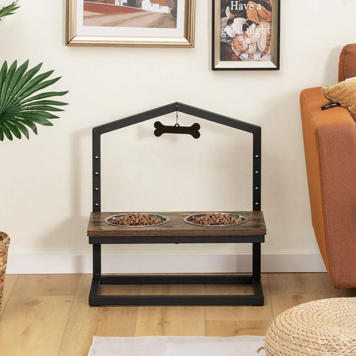 Adjustable Raised Pet Feeder with Stainless Steel Bowls - Image 8