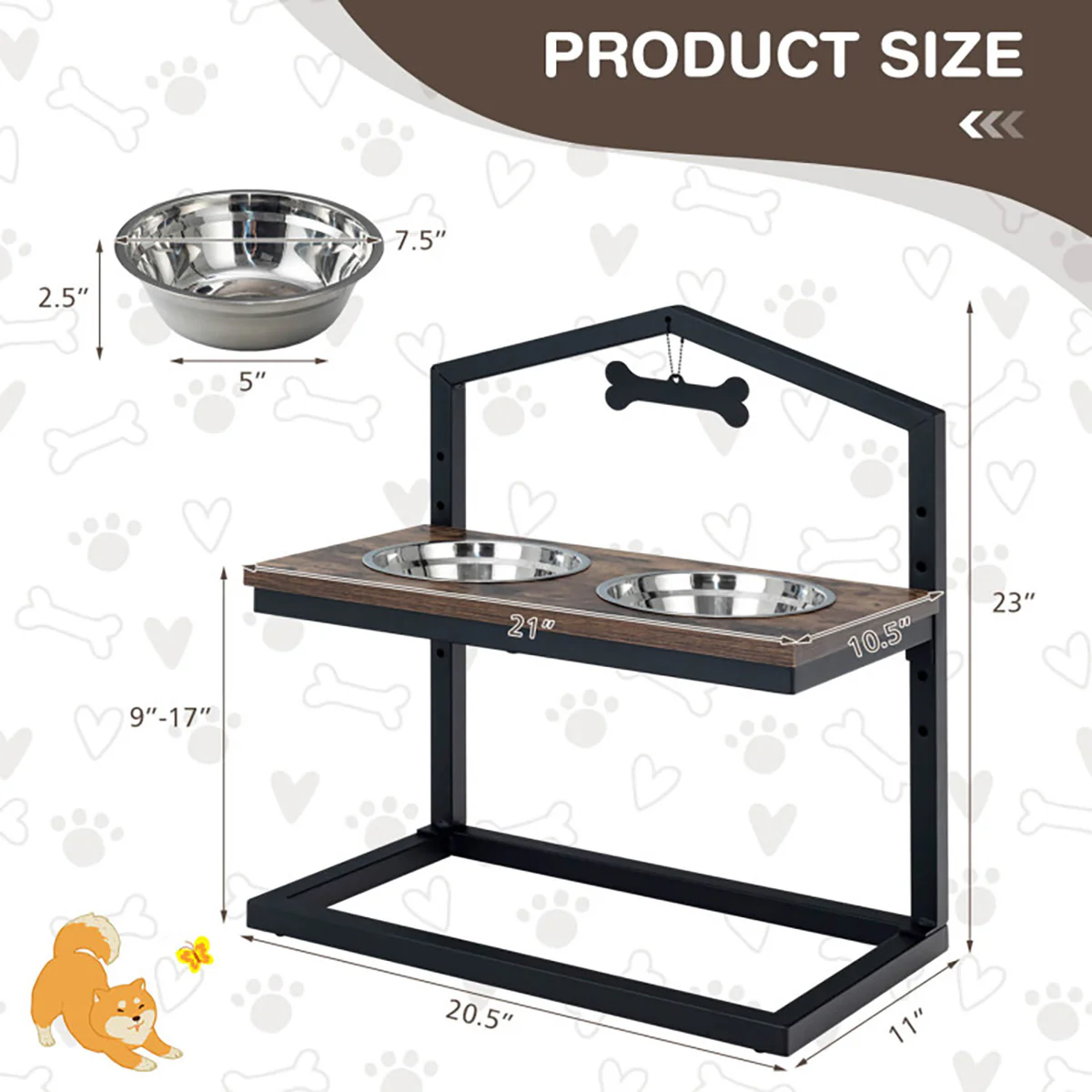 Adjustable Raised Pet Feeder with Stainless Steel Bowls - Image 9