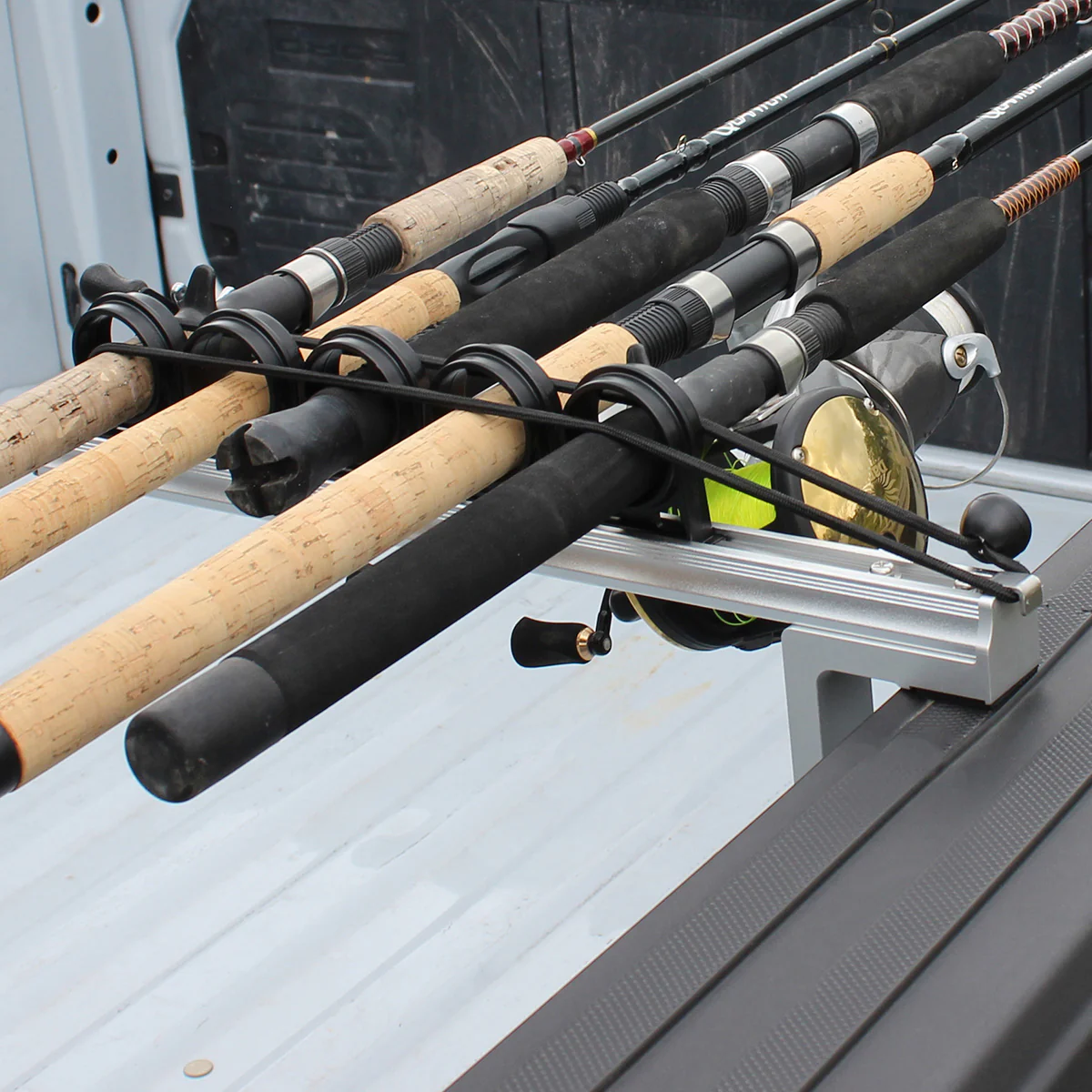 Aluminum Clamp-On Fly Fishing Rod Holder for Truck with 5 Rod Storage - Image 2