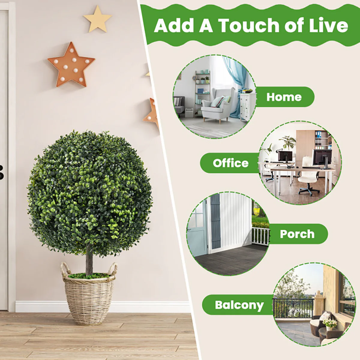 Artificial Ball Trees with Natural Look (Set of 2) - Image 3