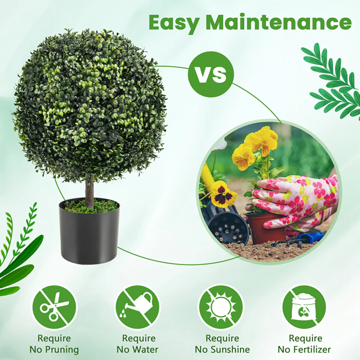 Artificial Ball Trees with Natural Look (Set of 2) - Image 4