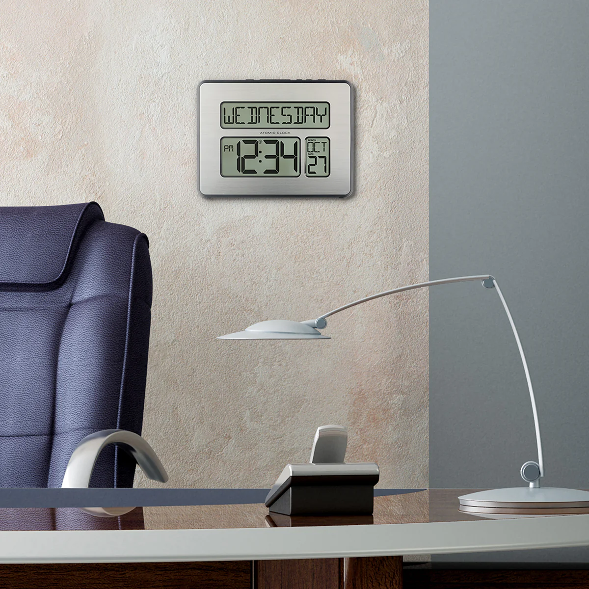 Atomic Digital Wall Clock w/White Backlight - Image 2