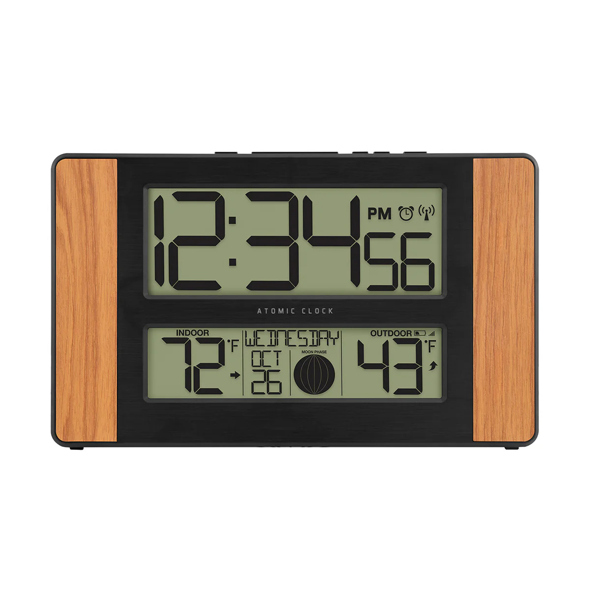 Atomic Digital Wall Clock with Temperature and Moon Phase - Image 2