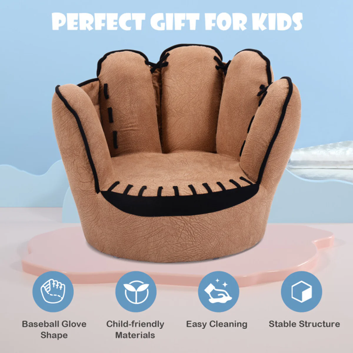 Baseball Glove Shaped Kids Upholstered Sofa - Image 3