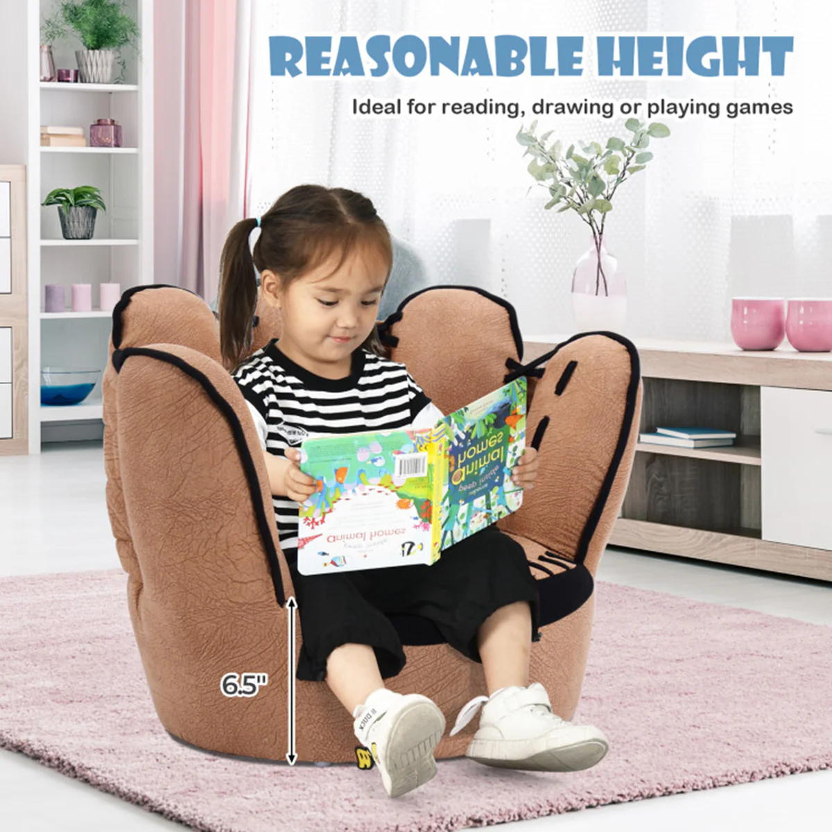 Baseball Glove Shaped Kids Upholstered Sofa - Image 4