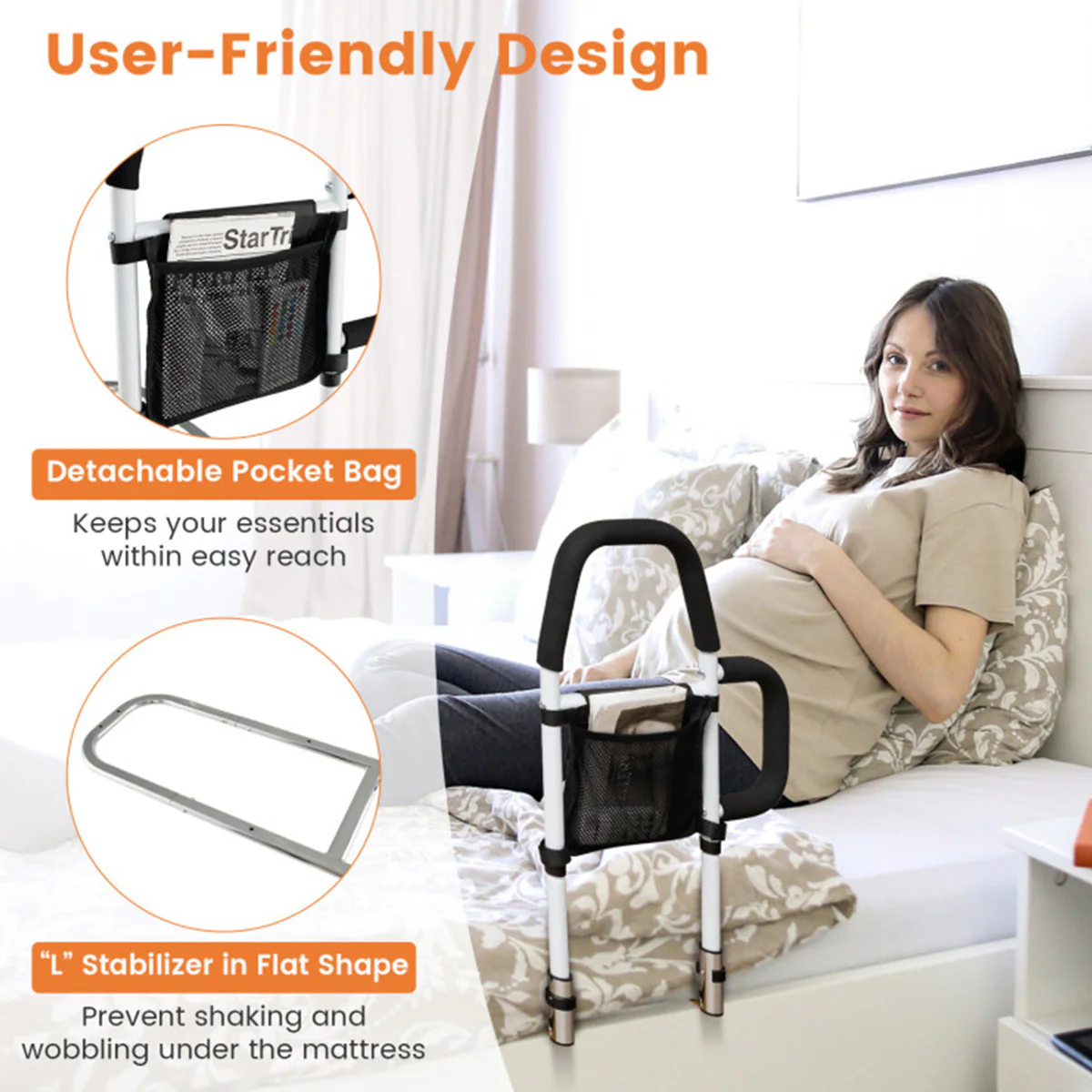 Bed Assist Rail with Non-Slip Grab Bar - Image 3