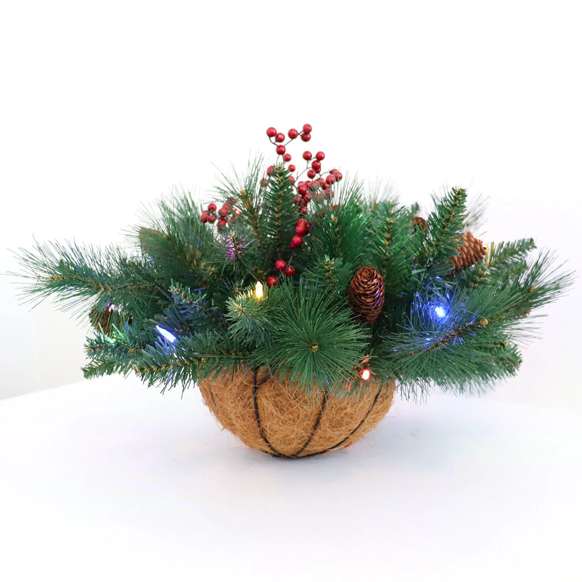 Berry Foliage Hanging Basket with LED Lights - Image 4