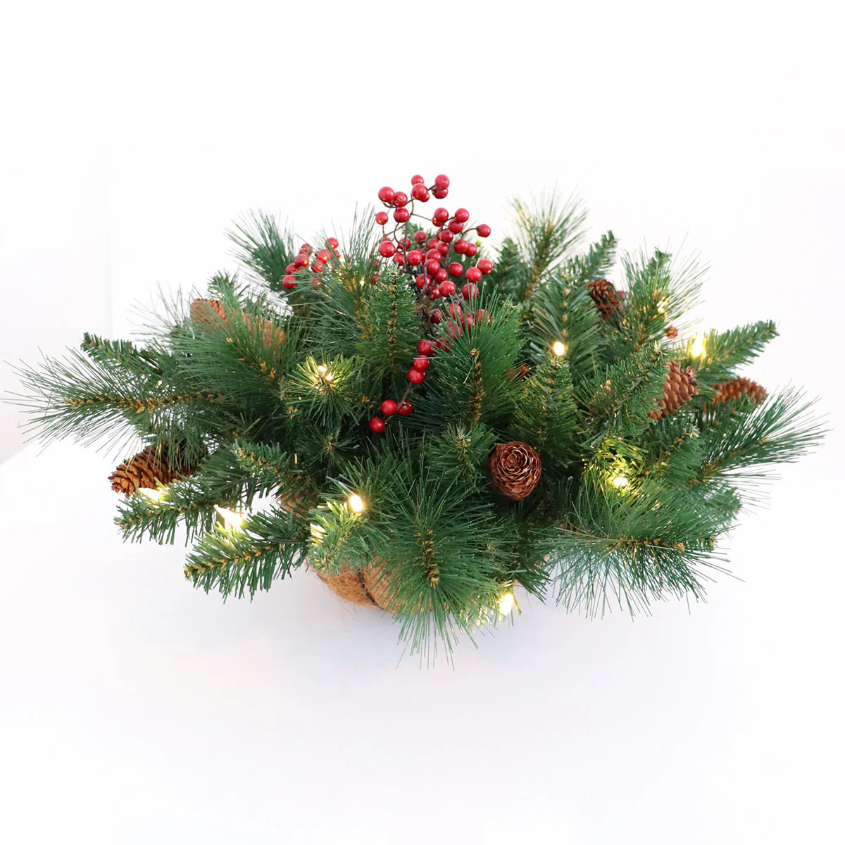 Berry Foliage Hanging Basket with LED Lights - Image 5