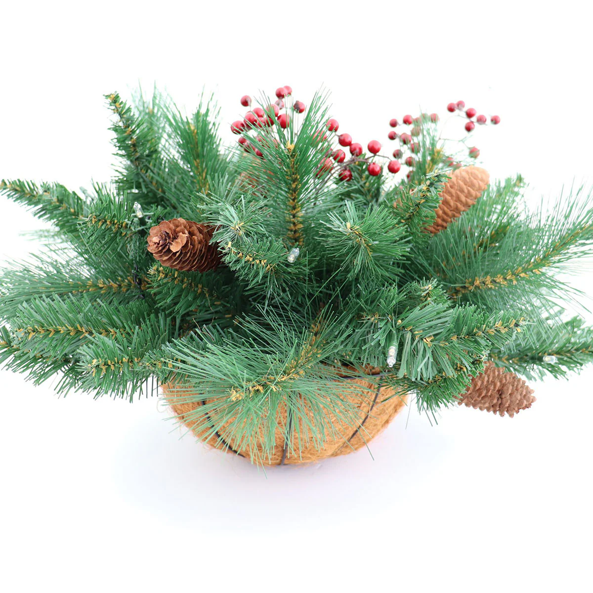 Berry Foliage Hanging Basket with LED Lights - Image 6