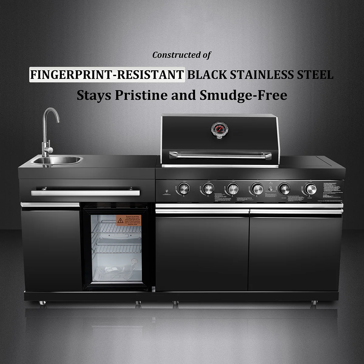 Black Stainless Steel Outdoor Grill Island - Image 3