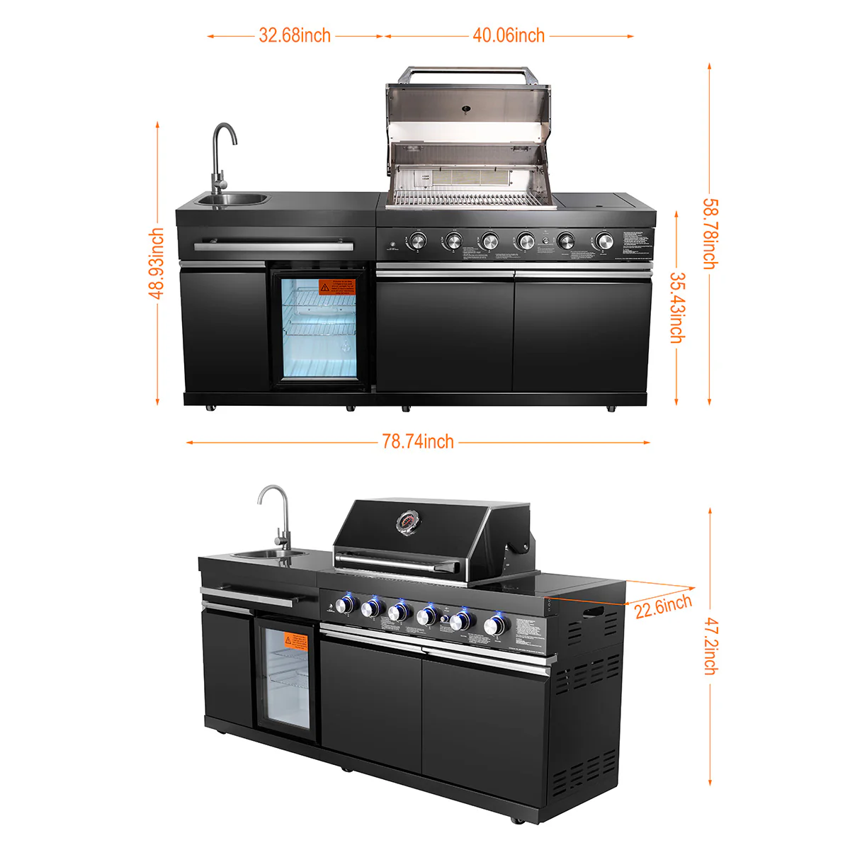 Black Stainless Steel Outdoor Grill Island - Image 8