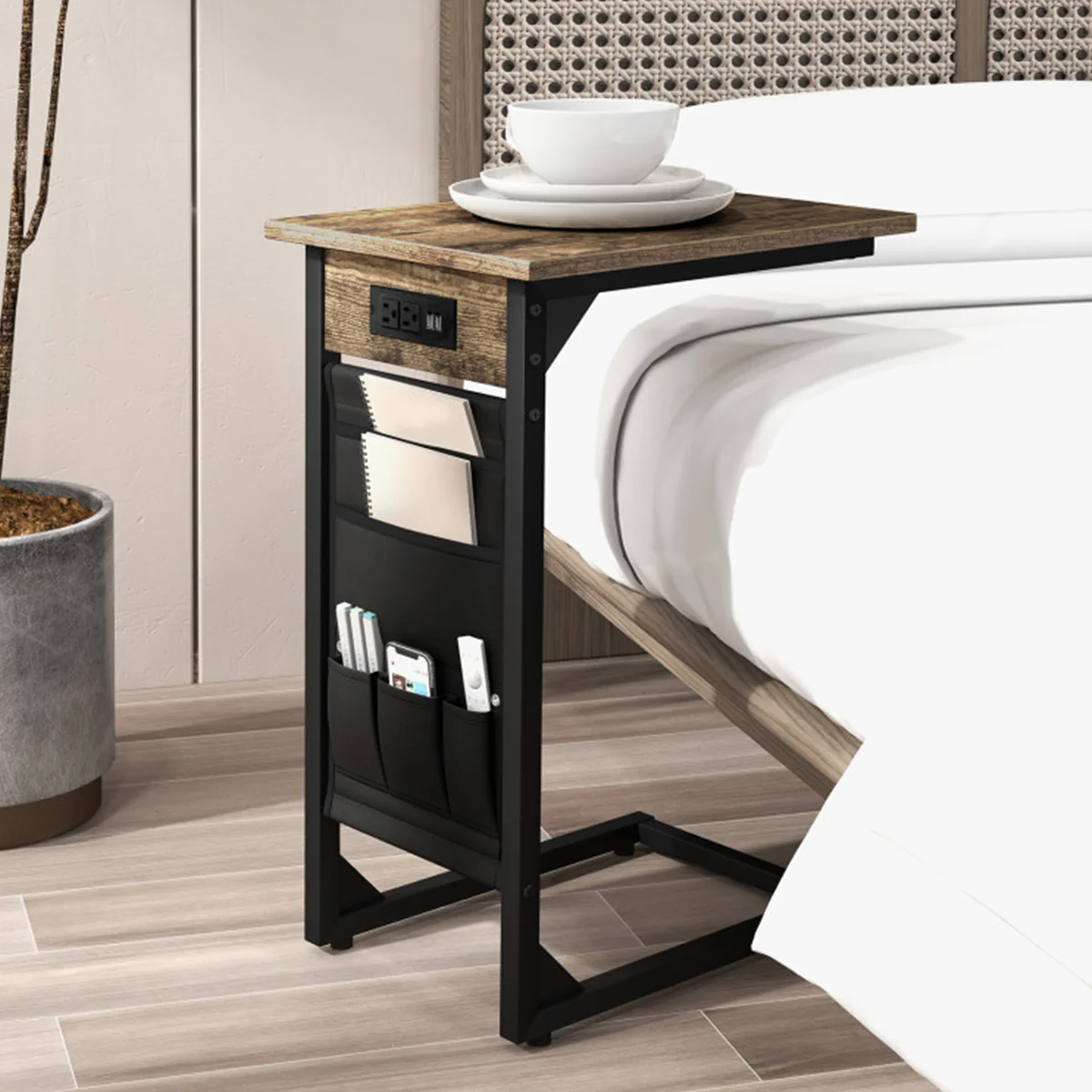 C-Shaped End Tables with Charging Station (Set of 2) - Image 7