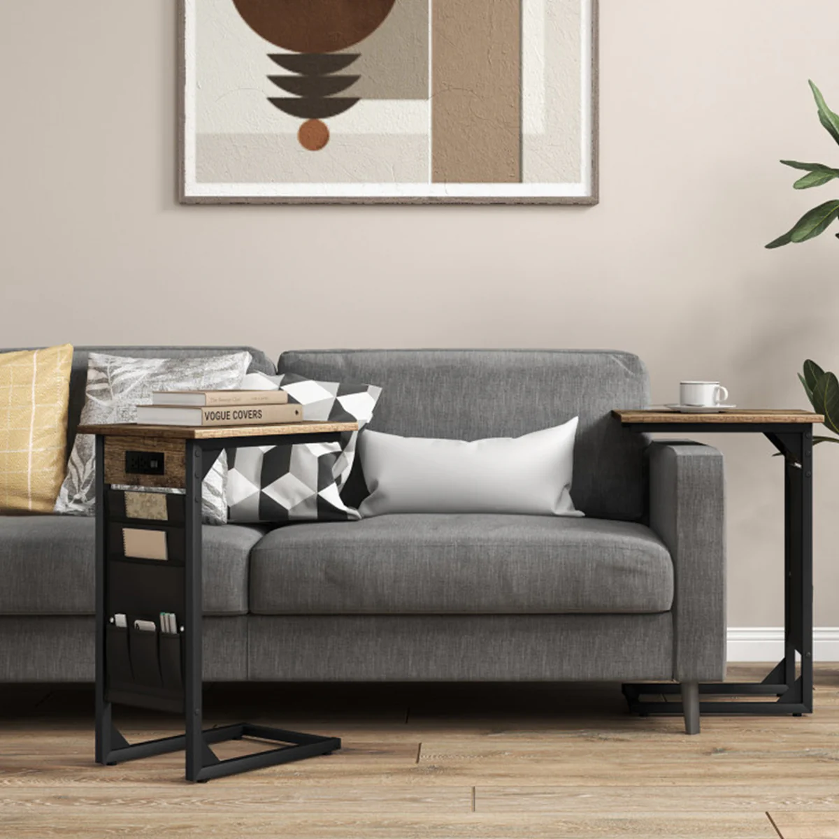 C-Shaped End Tables with Charging Station (Set of 2) - Image 8