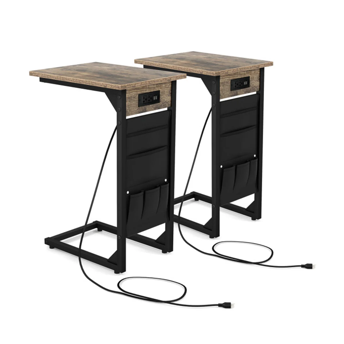 C-Shaped End Tables with Charging Station (Set of 2) - Image 9