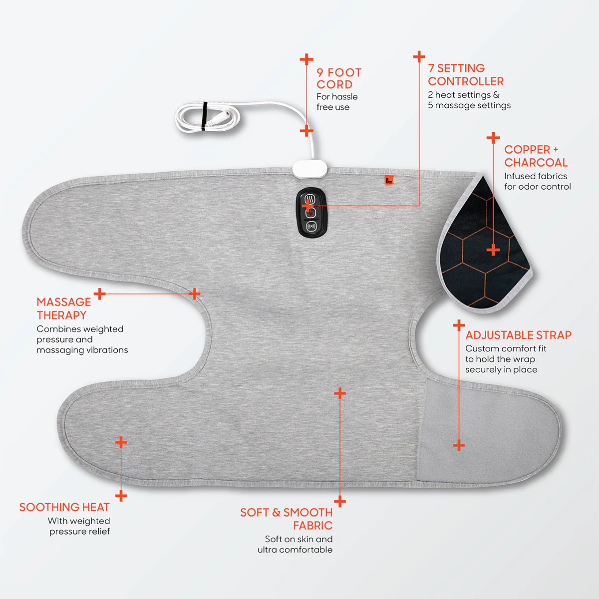 Calming Heat™ Charcoal + Copper Infused Massaging Knee Wrap by Sharper Image - Image 3